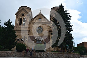 Bronze Statue of St Francis of Assisi at Cathedral Basilica of St Francis of Assisi in Santa Fe, New Mexico