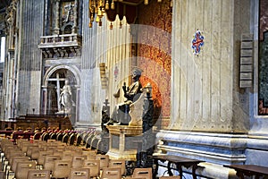 Bronze statue of St. Peter located in St. Peter`s Basilica rome photo