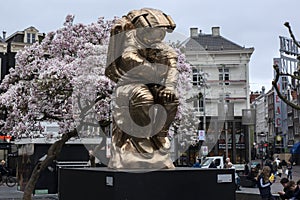 Bronze Statue The Thinker From Joseph Klibansky At Amsterdam The Netherlands 21-3-2024