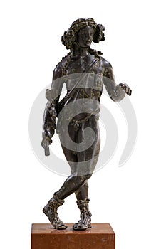 The bronze statuette represents a young standing Dionysus