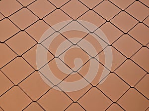 bronze tiles lining the walls of the house, squares similar to