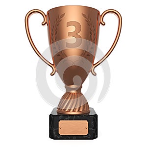 Bronze trophy cup on white