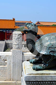 Bronze turtle in the imperial palace which stands for power and long life, Forbidden city in Beijing