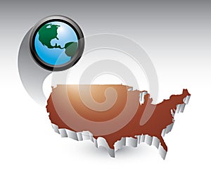 Bronze united states icon with globe