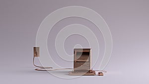 Bronze Vintage Computer Keyboard and Mouse