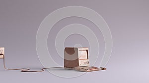 Bronze Vintage Computer Keyboard and Mouse