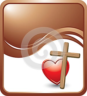 Bronze wave background with cross and heart