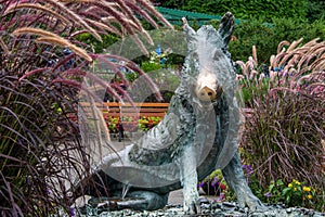 Bronze wild boar statue, Butchart Gardens