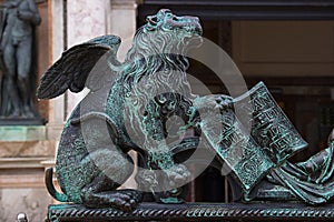 A bronze winged lion in Venice