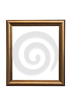 Bronze wooden frame for photographs and paintings isolated on white background. Path saved.