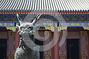 Bronzed dragon statue in Summer Palace