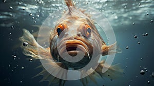 Bronzepunk Fish: A Captivating Underwater Image With Exaggerated Expressions