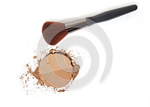 Bronzer or Contour Powder With Brush on White