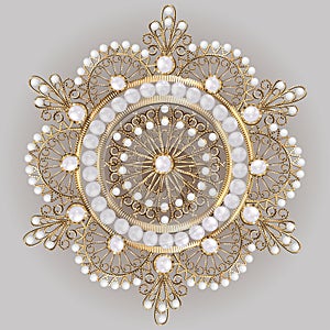 brooch pendant with and precious stones. Filigree