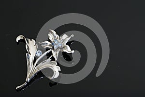 brooch with silver flowers and jewellry
