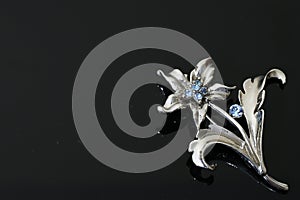 brooch with silver flowers and jewellry