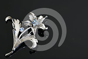 brooch with silver flowers and jewellry