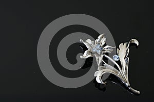 brooch with silver flowers and jewellry