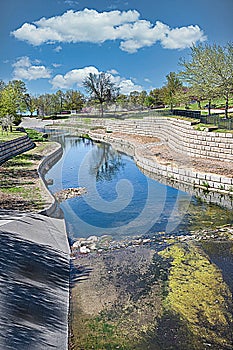 Brook Flowing Through Oral Roberts University Campus in Tulsa, Oklahoma