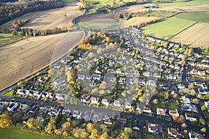 Brookfield countryside rural village aerial view from above in Renfrewshire Scotland UK