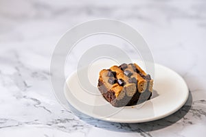 brookie chocolate chip on a round white dish