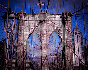 Brooklyn bridge 2019 American flag