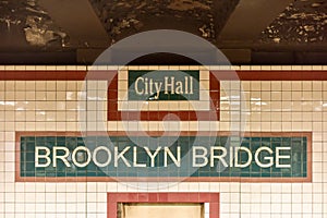 Brooklyn Bridge City Hall Subway Station - New York City