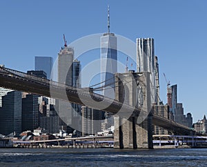 Brooklyn Bridge crossing the East River in New York city