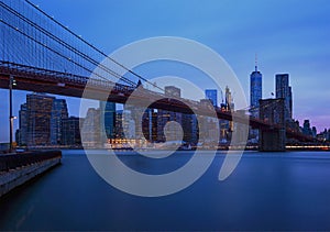 Brooklyn Bridge at dawn, New York, USA