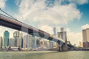 The Brooklyn Bridge and Downtown Manhattan, New York City skyline