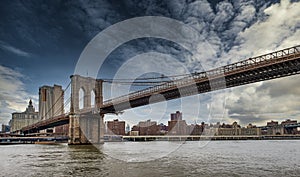 Brooklyn Bridge and East River. New York City, USA