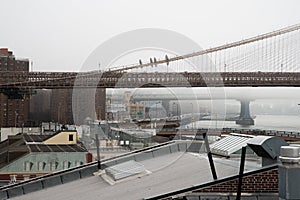 Brooklyn Bridge on a Foggy Winter Day