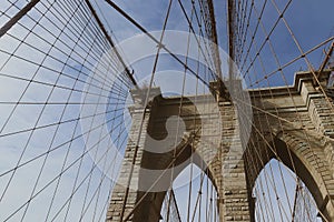 Brooklyn Bridge looking up wires