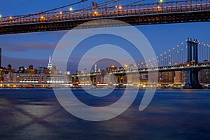 The Brooklyn Bridge and the Manhattan bridge spanning the East R