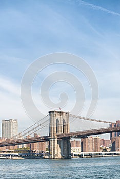 The Brooklyn Bridge and Manhattan buildings, New York City, USA
