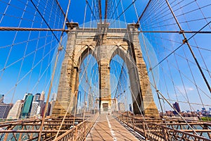 Brooklyn Bridge and Manhattan New York City US