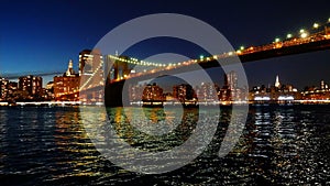 Brooklyn Bridge Manhattan Skyline New York City Night