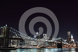 Brooklyn Bridge and Manhattan skyline At Night