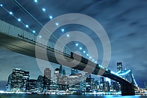 Brooklyn Bridge and Manhattan skyline At Night