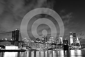 Brooklyn Bridge and Manhattan Skyline At Night