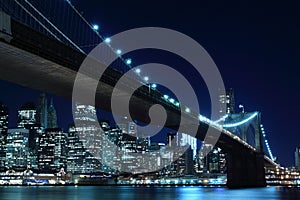 Brooklyn Bridge and Manhattan Skyline At Night photo