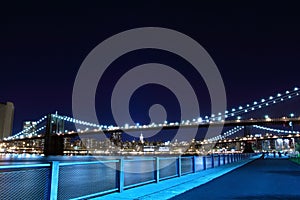 Brooklyn Bridge and Manhattan Skyline At Night