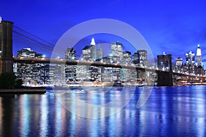 Brooklyn Bridge and Manhattan skyline At Night