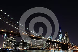 Brooklyn Bridge and Manhattan Skyline At Night