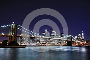 Brooklyn Bridge and Manhattan skyline At Night