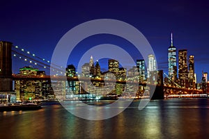 Brooklyn Bridge and Manhattan Skyline Night, New York City