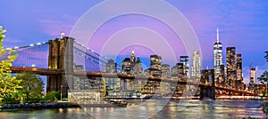 Brooklyn Bridge and Manhattan at sunset - New York, USA photo