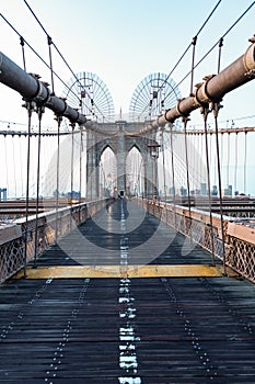 brooklyn bridge in new york. bridge spanning the East River between the boroughs of Manhattan and Brooklyn. brooklyn