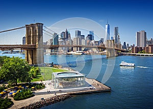 Brooklyn Bridge in New York City - aerial view photo