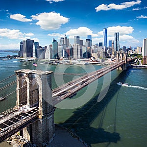 Brooklyn Bridge in New York City - aerial view